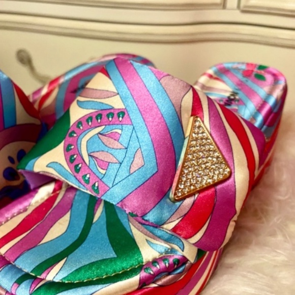 Fashion Nova y2k Style Platforms Sandals Velcro Strap Diamond Accent Women’s 7.5 - Picture 6 of 6